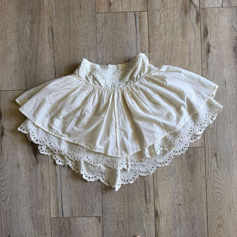Free People jillian Cream Butter Yellow Ditzy Floral Eyelet Mini Skirt X-Small - Picture 7 of 9